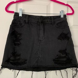 dark denim high waisted skirt